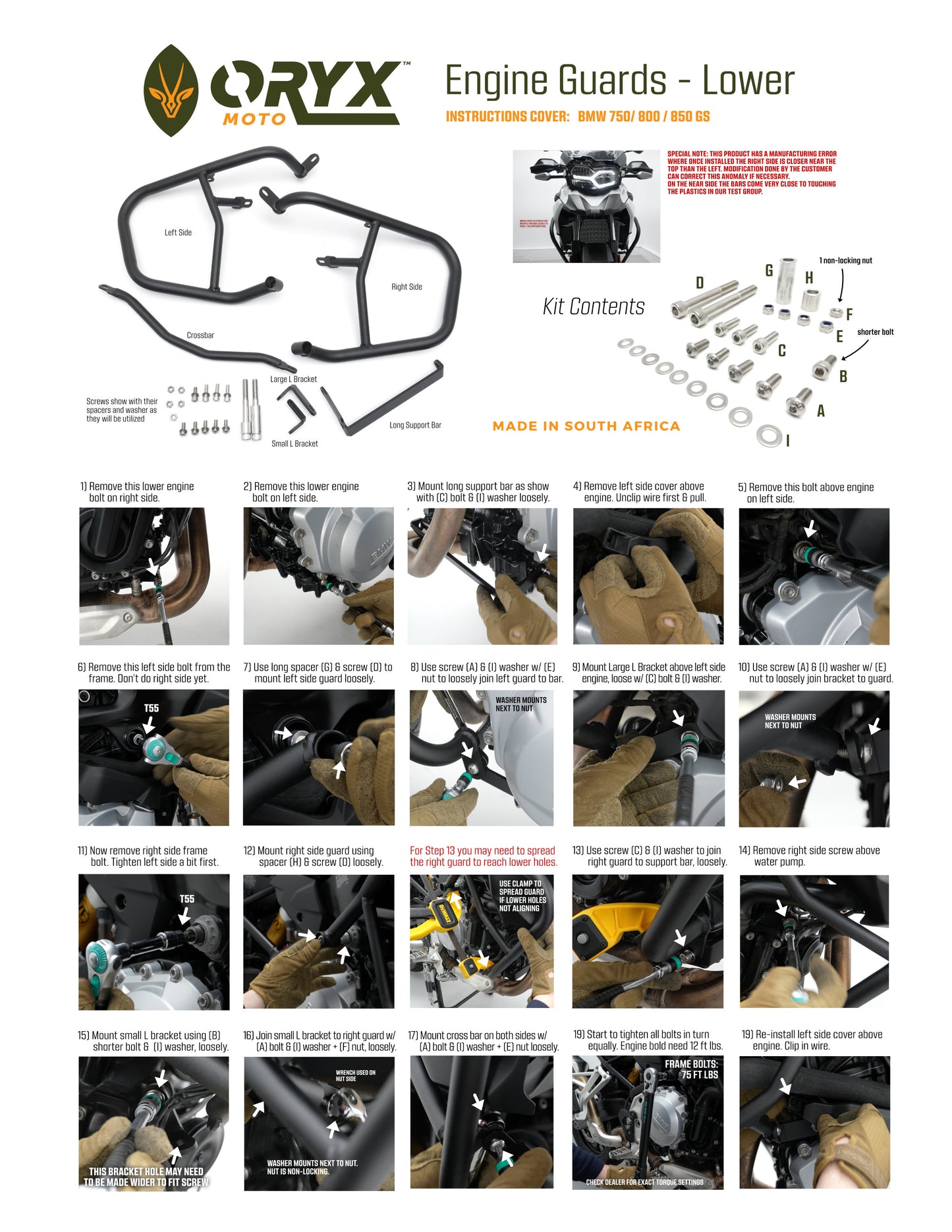 Engine Guards (Lower) Crash Bars - Steel - BMW F850GS / F750/800GS