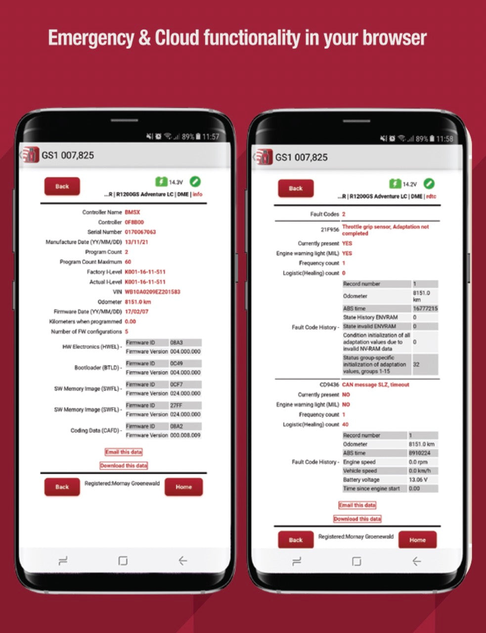 HEX GS-911 Diagnostic Tool for BMW Motorcycles - WiFi with OBD-II Connector (Enthusiast, Generation2)