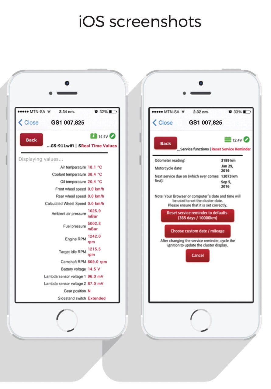 HEX GS-911 Diagnostic Tool for BMW Motorcycles - WiFi with OBD-II Connector (Enthusiast, Generation2)
