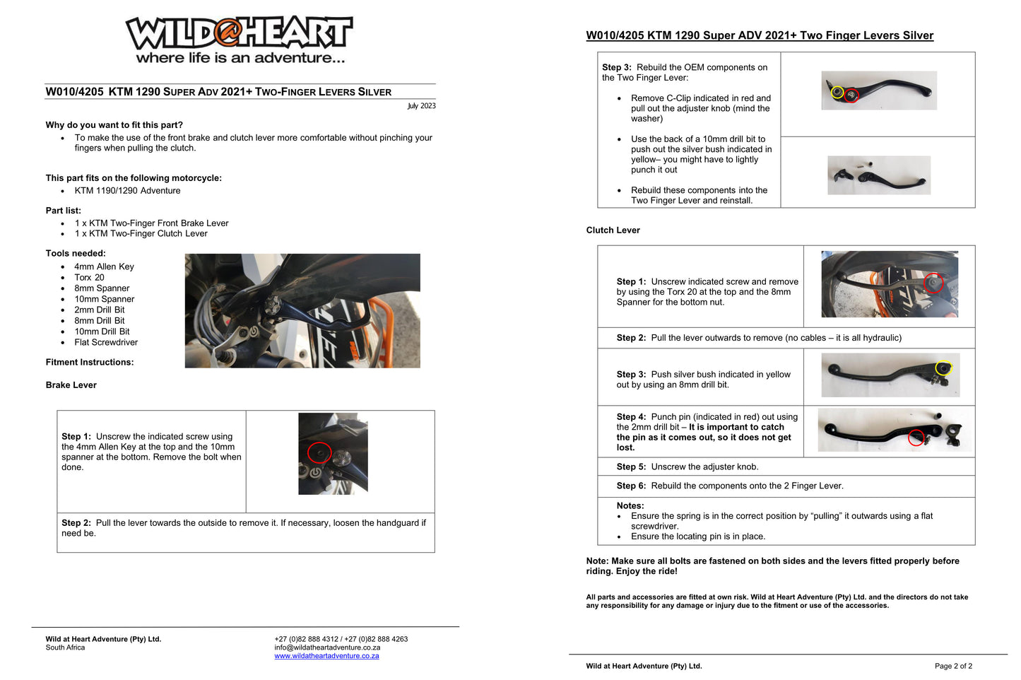 Short Levers by Wild-At-Heart - KTM 1290 ADV/R 2021+