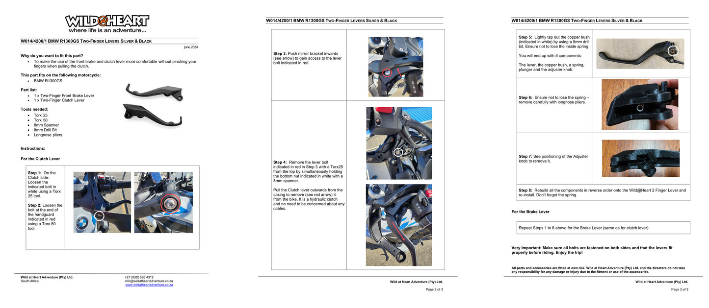 Short Levers by Wild-At-Heart - BMW 1300 GS/A BLACK