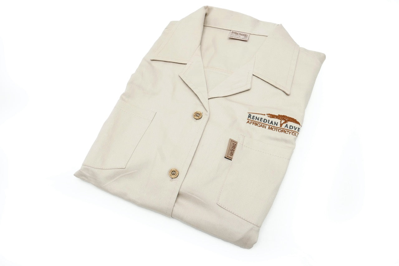 Dirt Road™ - Men’s Short Sleeve Shirt / Button with Renedian Logo (Beige)