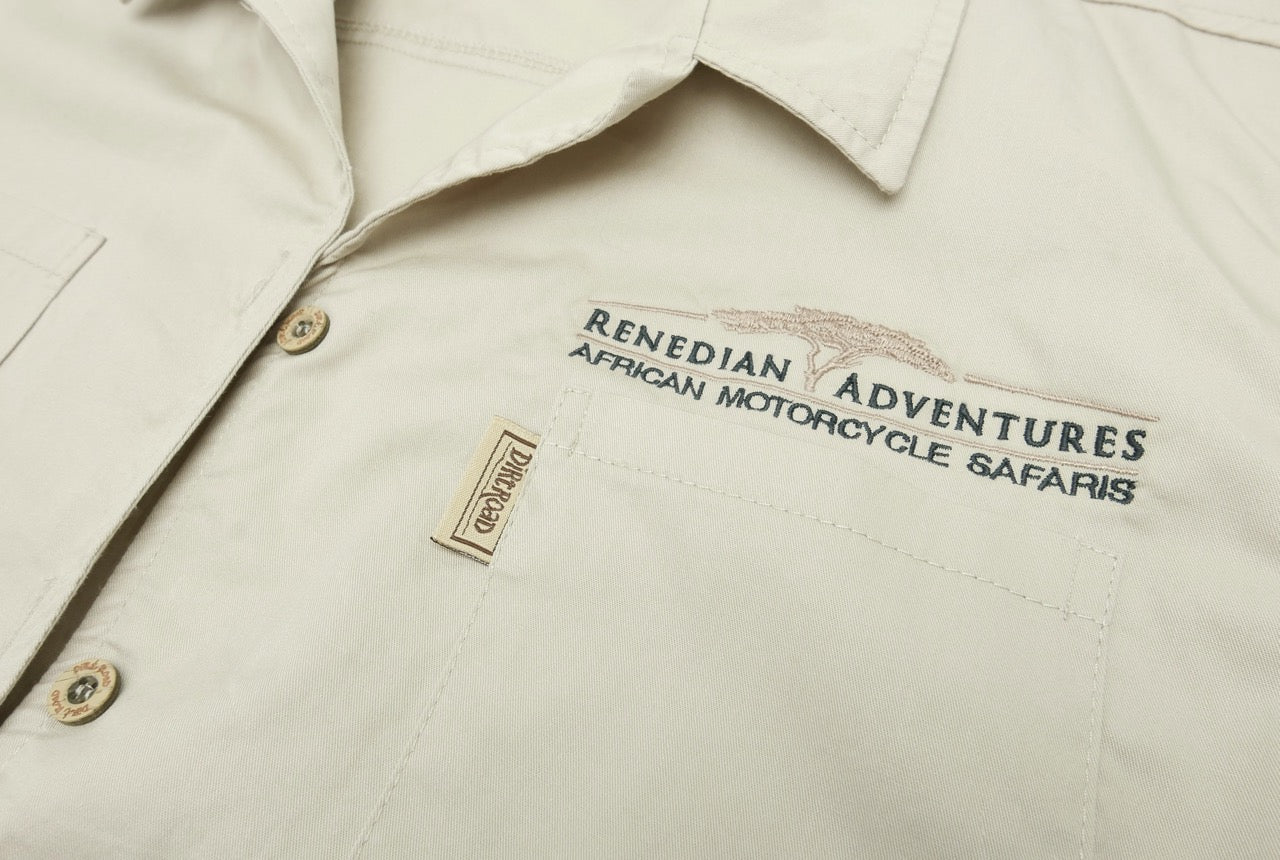 Dirt Road™ - Men’s Short Sleeve Shirt / Button with Renedian Logo (Beige)