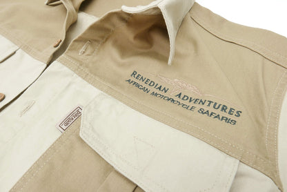 Dirt Road™ - Men’s Short Sleeve Shirt / Button with Renedian Logo (Beige/Brown)