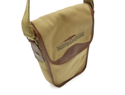 Dirt Road™ Shoulder Bag - Beige Canvas & Leather with Renedian Logo - 12”x 8”x 3”